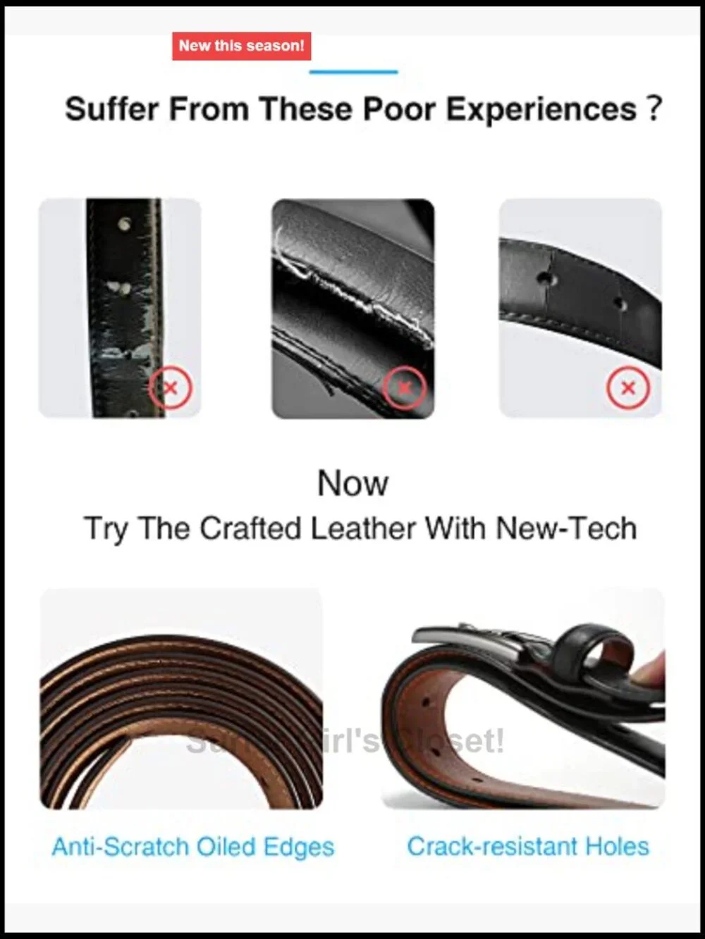 Genuine Leather Dress Belt With Metal Logo Buckle Men's